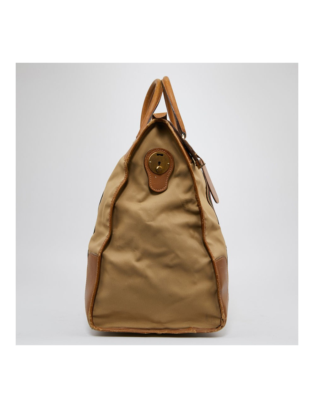 Sac Weekender GUCCI vintage toile et cuir beige