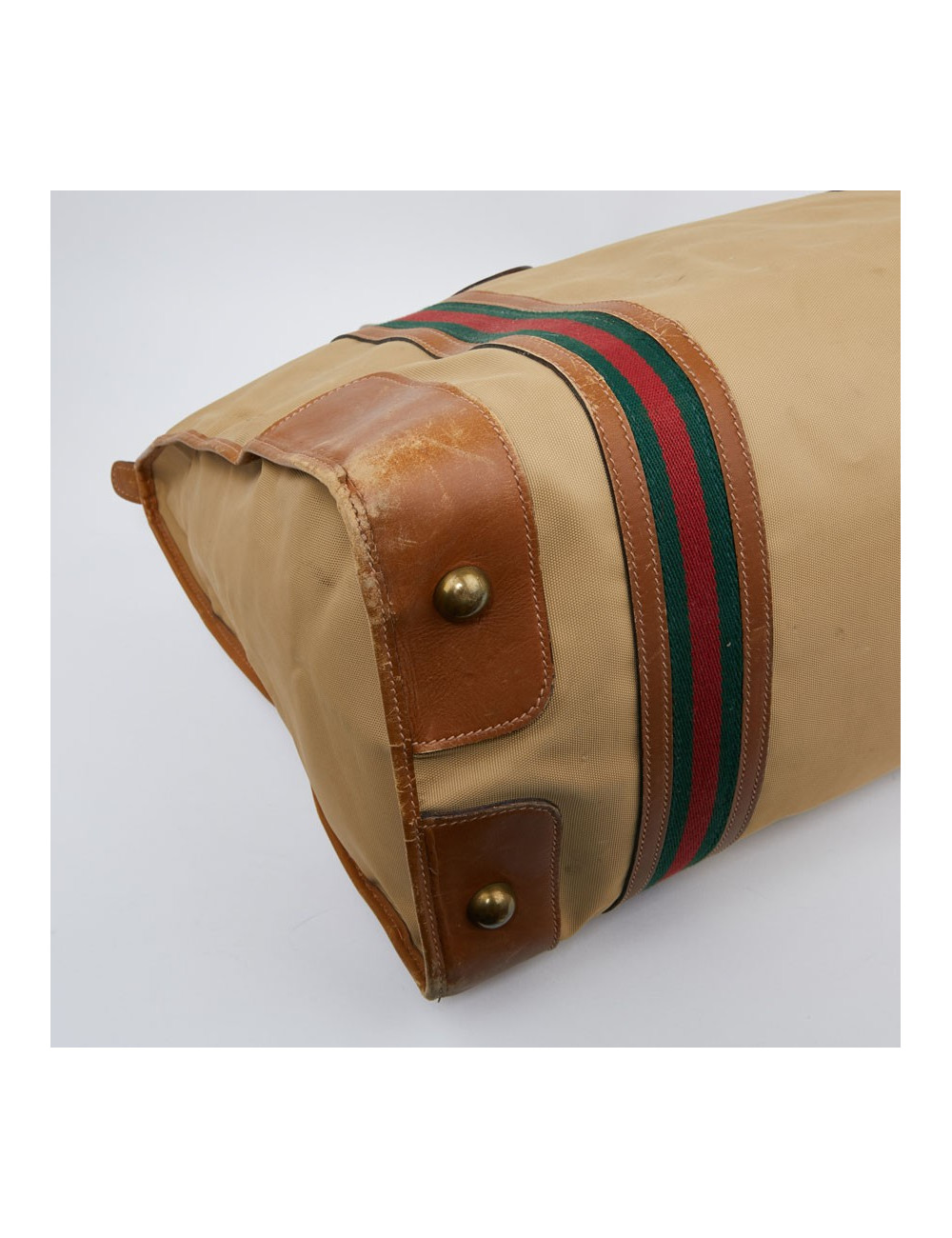 Sac Weekender GUCCI vintage toile et cuir beige