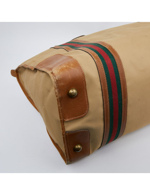 Weekender GUCCI vintage toile et cuir beige