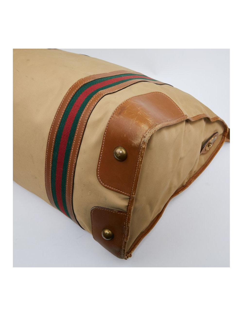 Sac Weekender GUCCI vintage toile et cuir beige