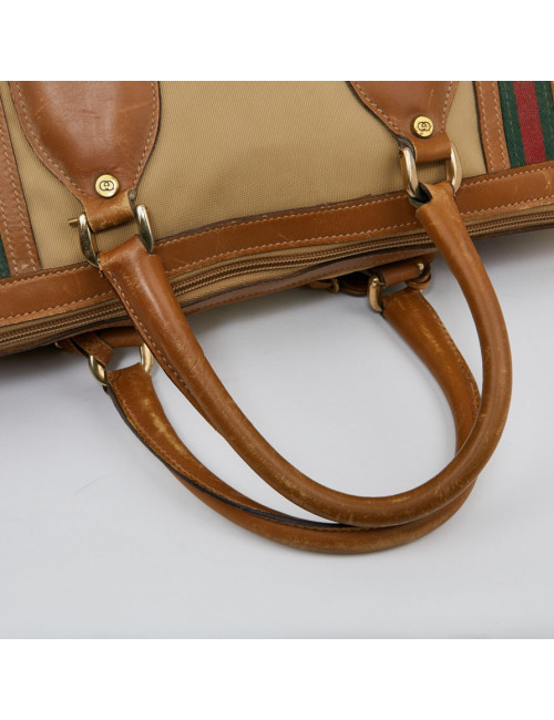 Weekender GUCCI vintage toile et cuir beige