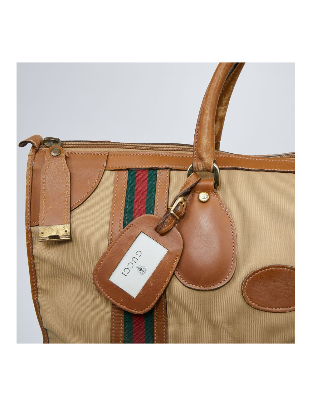 Weekender GUCCI vintage toile et cuir beige