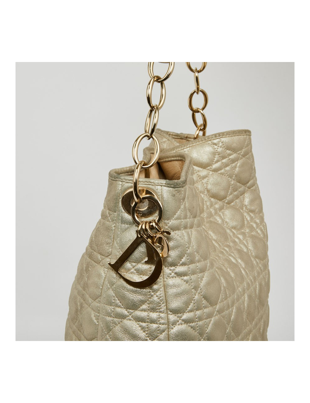 CHRISTIAN DIOR Tote Bag in Quilted Golden Fabric