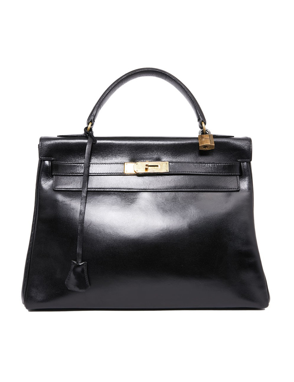 Kelly 32 HERMES black vintage box bag
