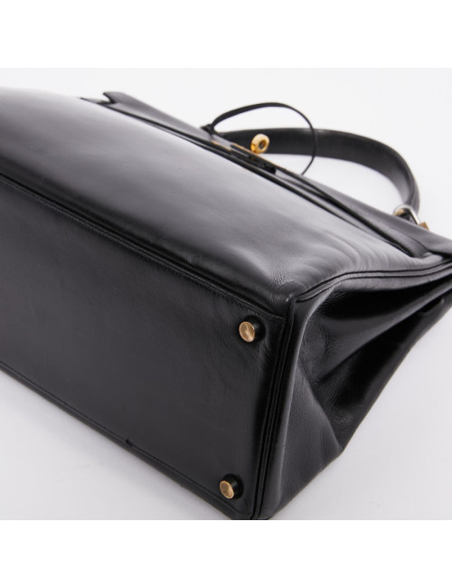 Sac Kelly 32 HERMES box noir vintage