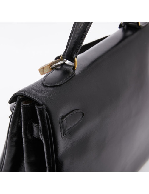 Kelly 32 HERMES black vintage box bag