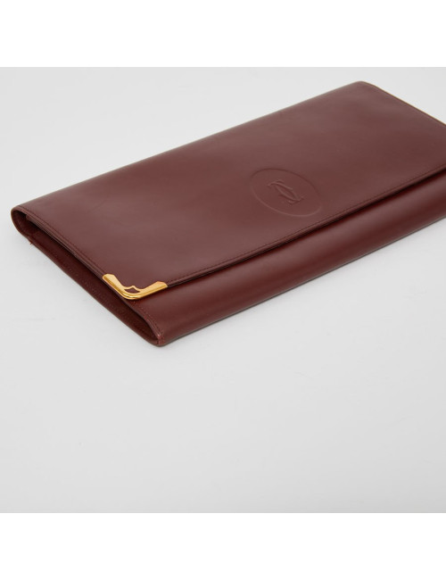 Pochette Cartier en cuir bordeaux