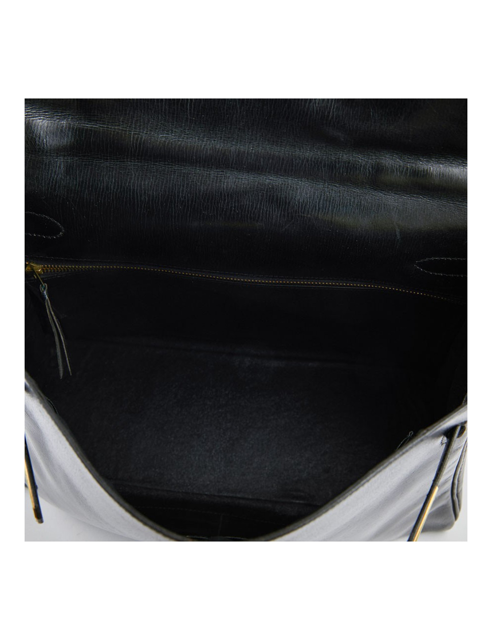 Sac Kelly 32 HERMES cuir box noir  Vintage