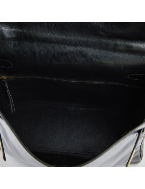 Sac Kelly 32 HERMES cuir box noir  Vintage