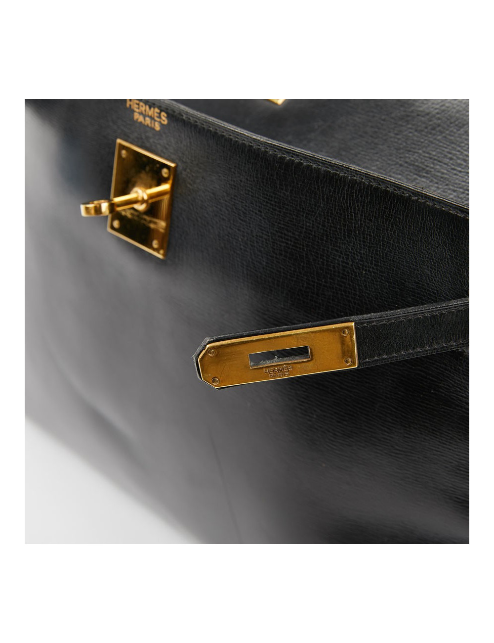 Sac Kelly 32 HERMES cuir box noir  Vintage