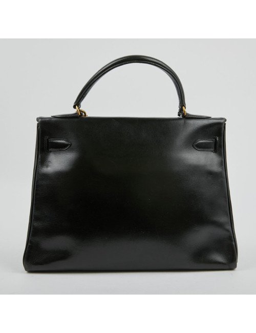 Sac Kelly 32 HERMES cuir box noir  Vintage