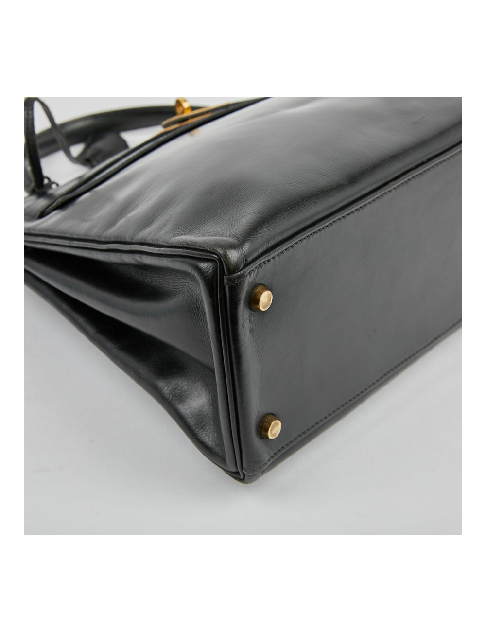 Sac Kelly 32 HERMES cuir box noir  Vintage