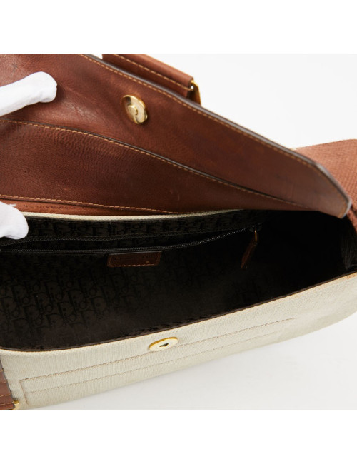 Sac DIOR Street Chic Reporter en toile et cuir marron