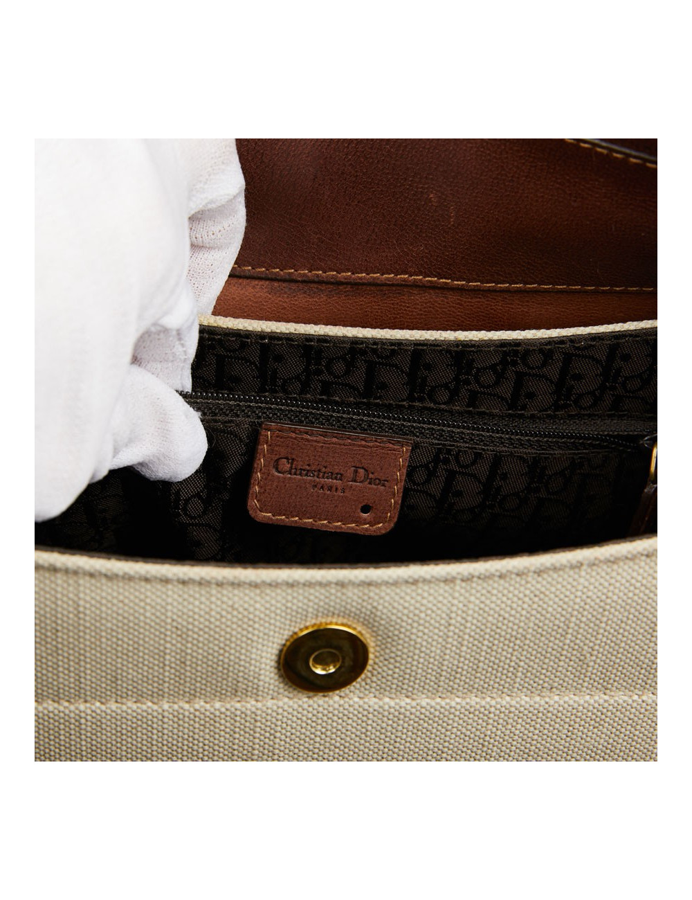 Sac DIOR Street Chic Reporter en toile et cuir marron