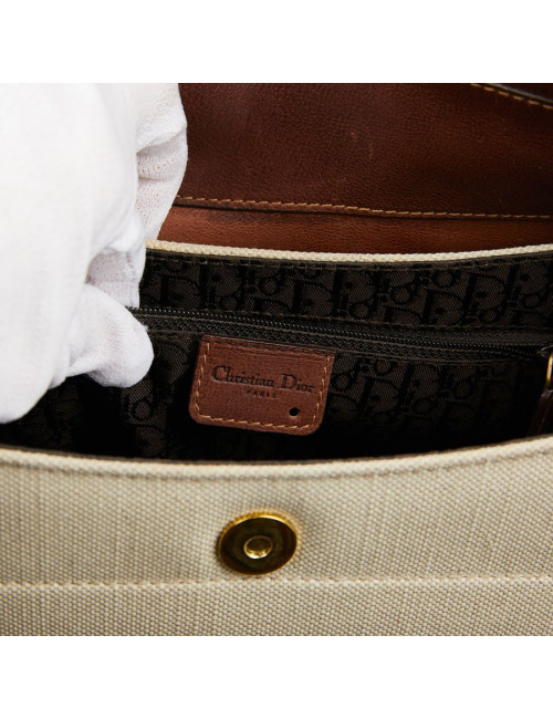 Sac DIOR Street Chic Reporter en toile et cuir marron