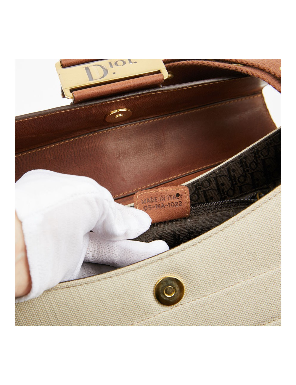 Sac DIOR Street Chic Reporter en toile et cuir marron