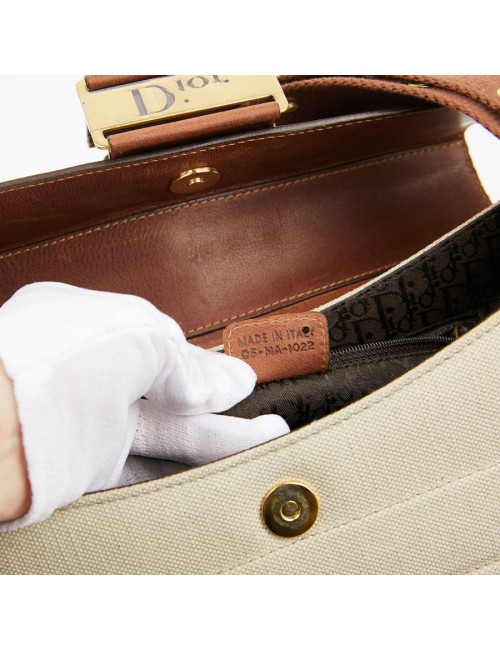 Sac DIOR Street Chic Reporter en toile et cuir marron