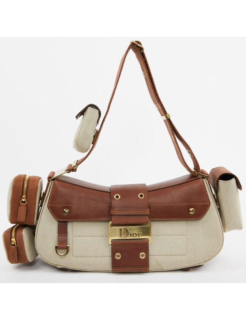 Sac DIOR Street Chic Reporter en toile et cuir marron