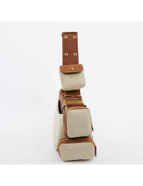 Sac DIOR Street Chic Reporter en toile et cuir marron