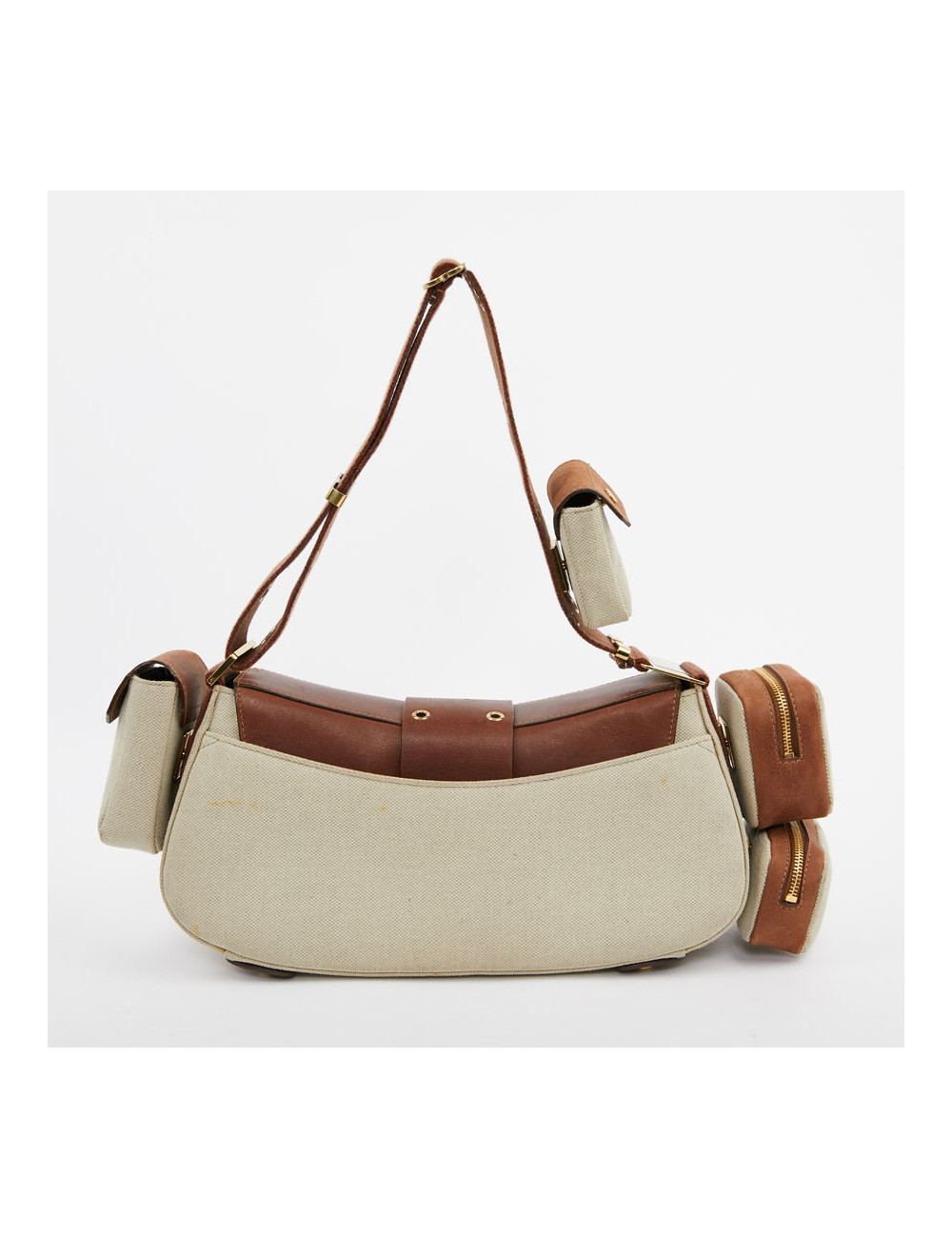 Sac DIOR Street Chic Reporter en toile et cuir marron