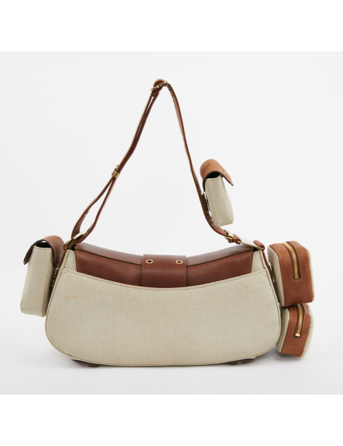 Sac DIOR Street Chic Reporter en toile et cuir marron