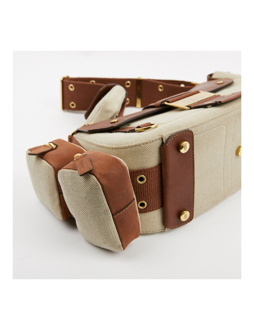 Sac DIOR Street Chic Reporter en toile et cuir marron