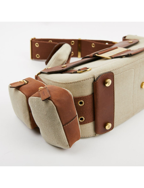 Sac DIOR Street Chic Reporter en toile et cuir marron