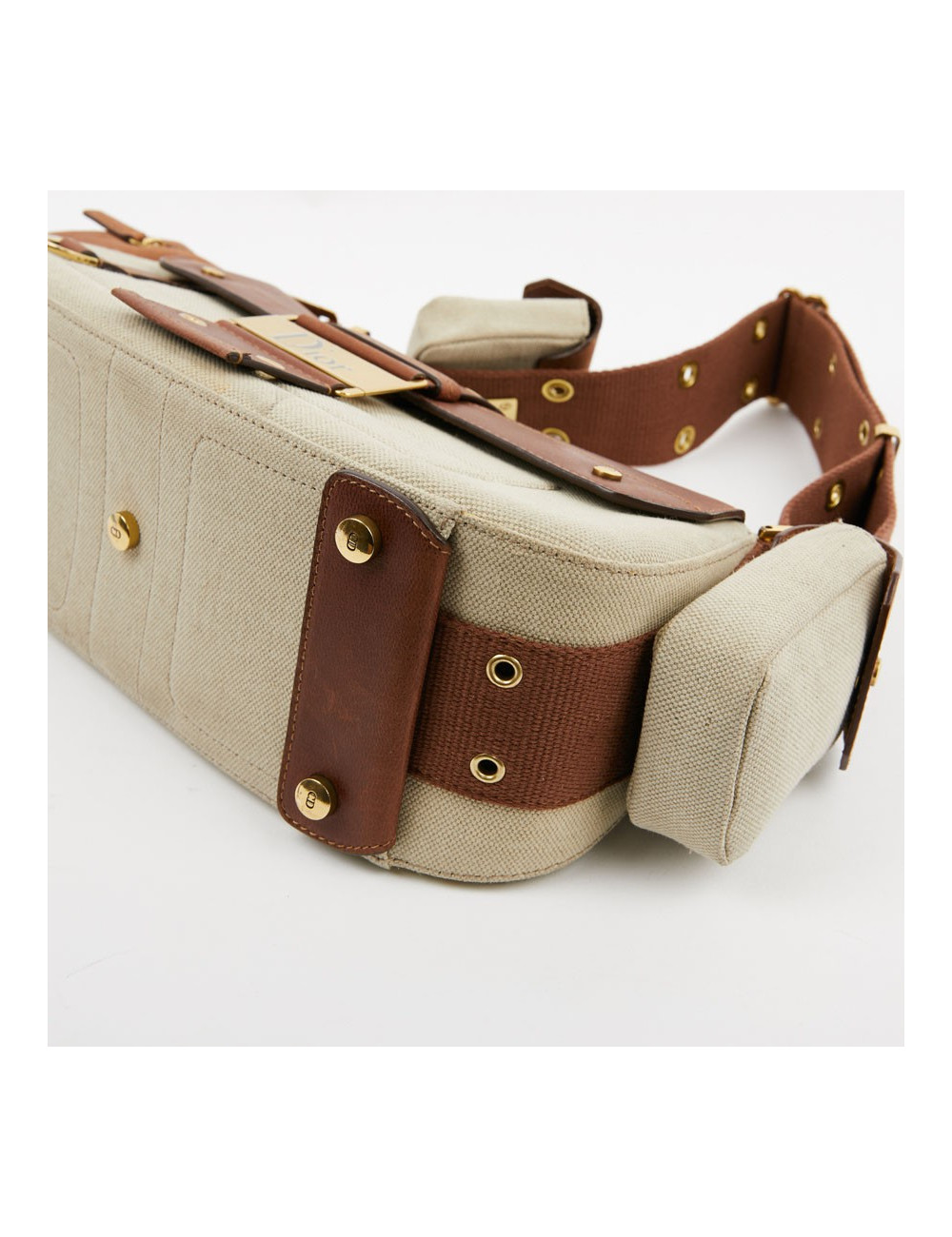 Sac DIOR Street Chic Reporter en toile et cuir marron