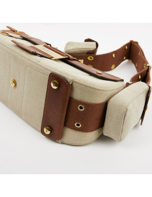 Sac DIOR Street Chic Reporter en toile et cuir marron