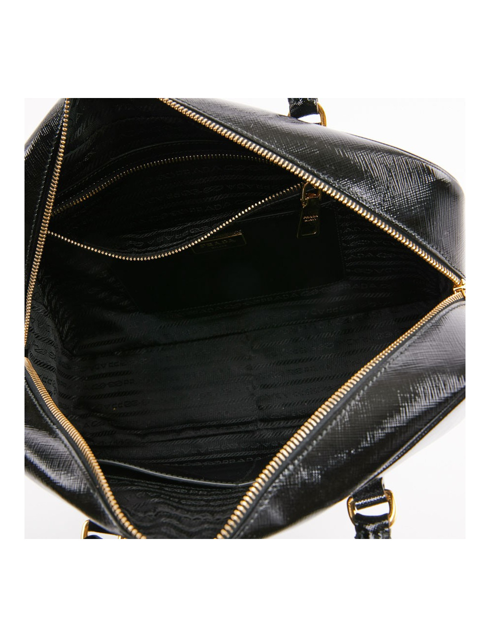 Sac PRADA  Baulleto en cuir Saffiano verni noir