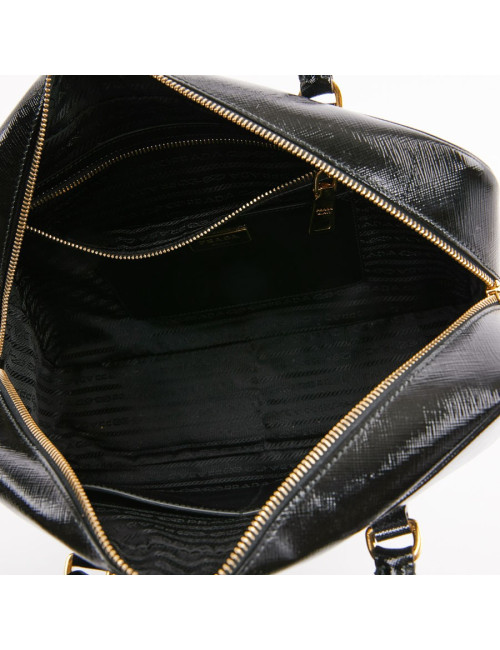Sac PRADA  Baulleto en cuir Saffiano verni noir