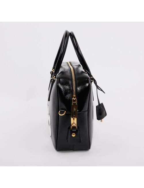 Sac PRADA  Baulleto en cuir Saffiano verni noir