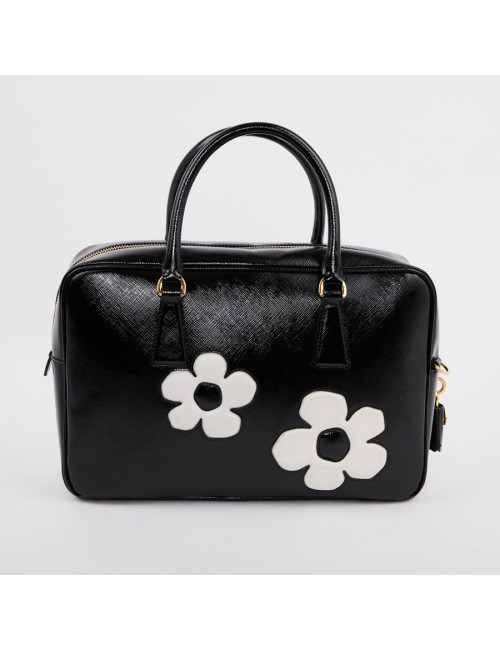 Sac PRADA  Baulleto en cuir Saffiano verni noir
