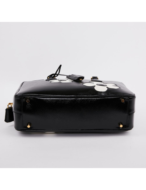 Sac PRADA  Baulleto en cuir Saffiano verni noir