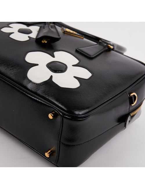 Sac PRADA cuir Saffiane verni noir