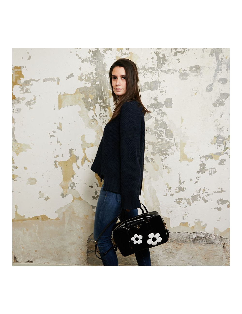 Sac PRADA  Baulleto en cuir Saffiano verni noir