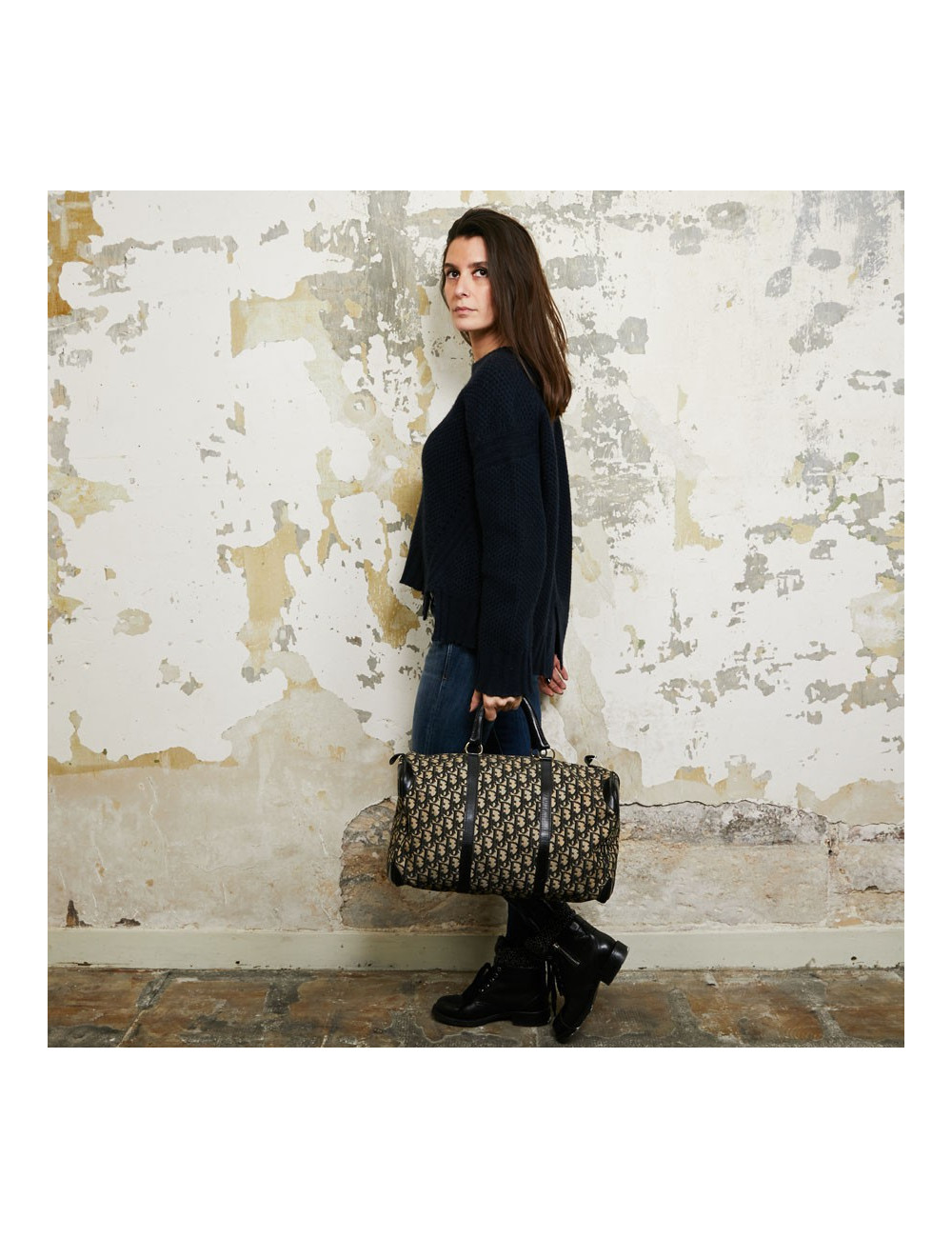 Sac speedy Dior vintage en toile en bleu