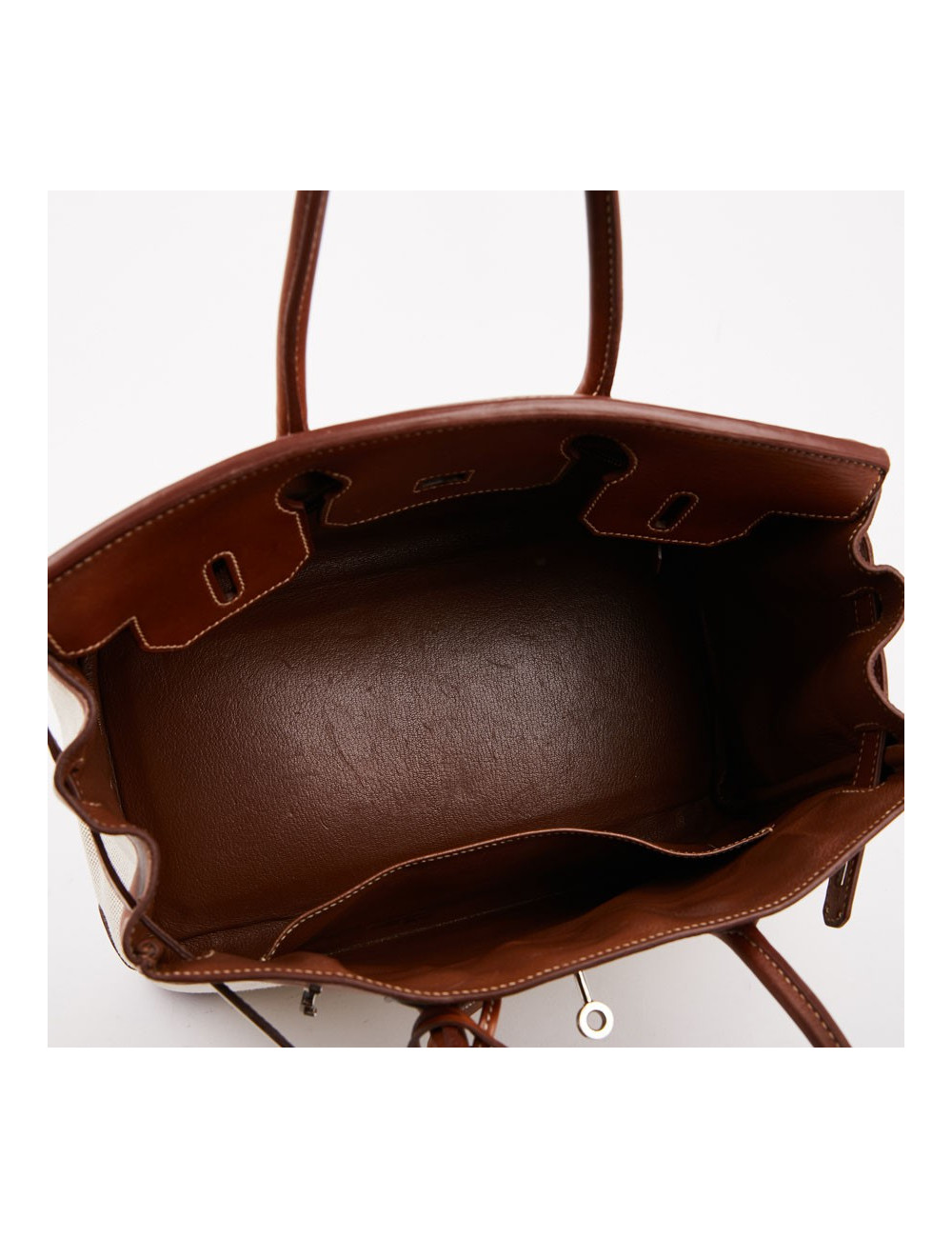 Birkin 30 toile écrue et cuir marron