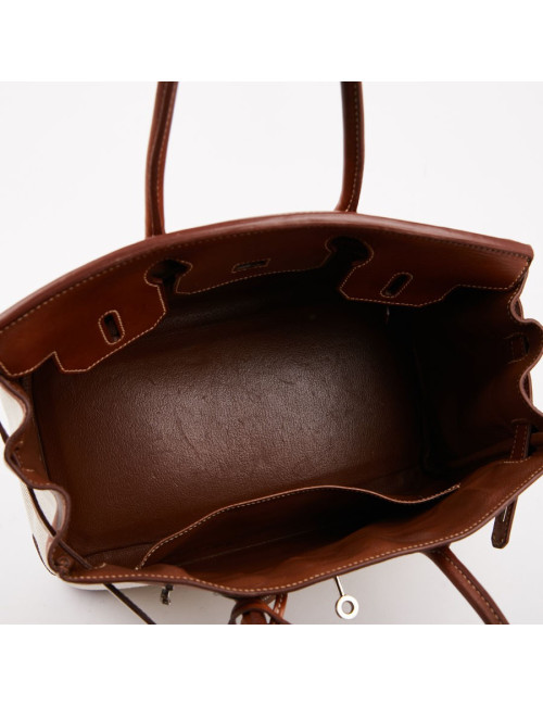 Birkin 30 toile écrue et cuir marron