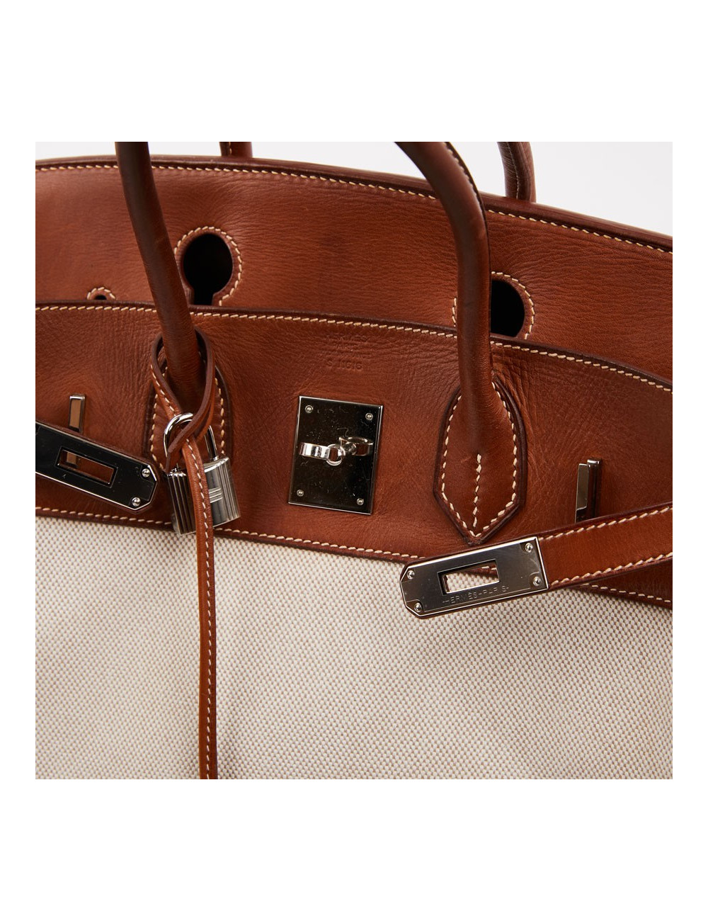 Birkin 30 toile écrue et cuir marron