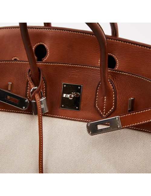 Birkin 30 toile écrue et cuir marron