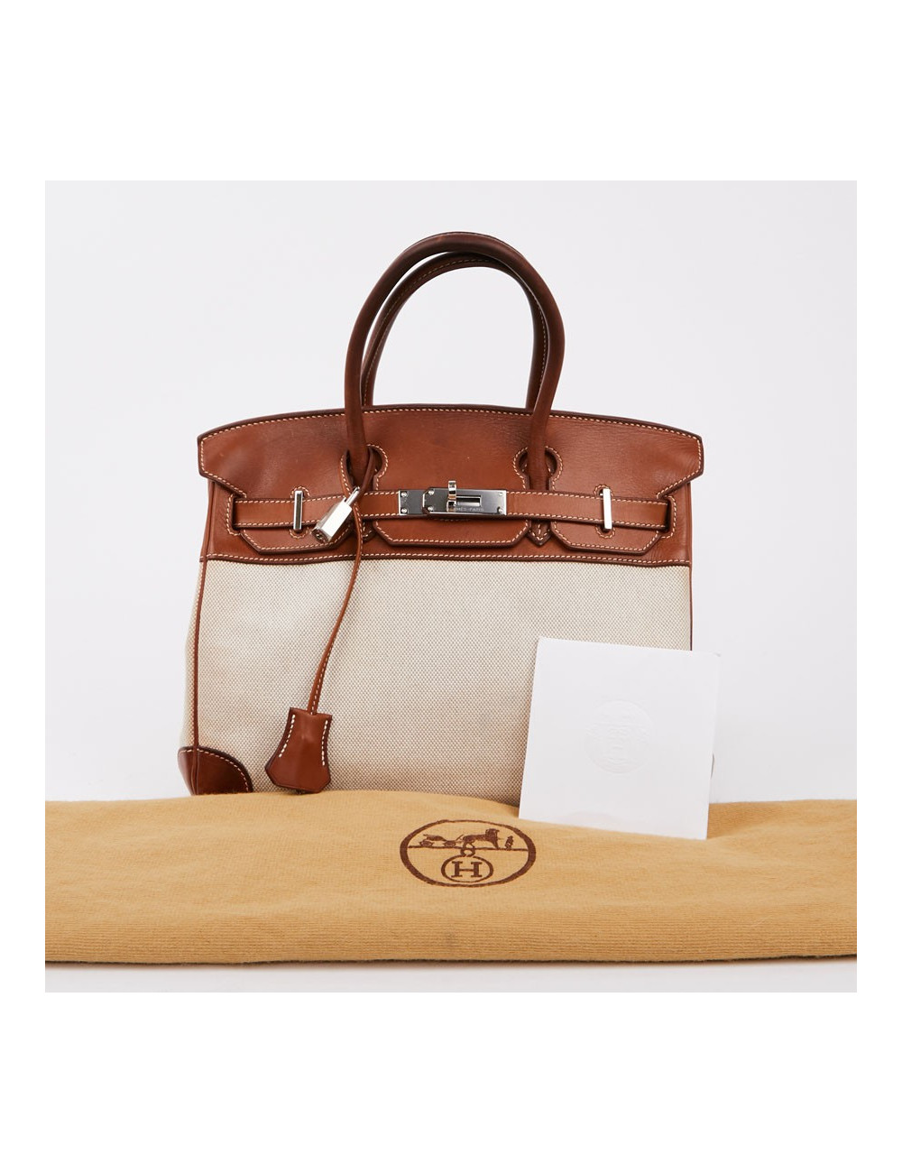 Birkin 30 toile écrue et cuir marron