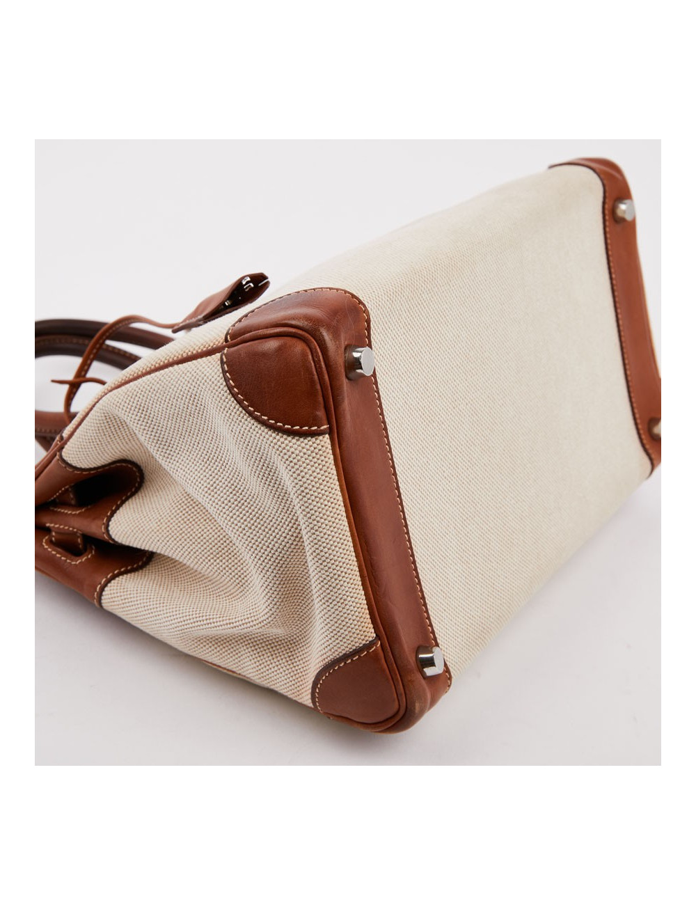 Birkin 30 toile écrue et cuir marron