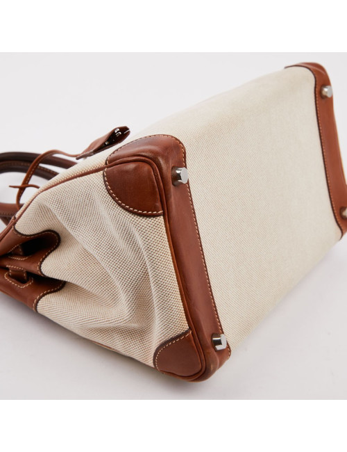 Birkin 30 toile écrue et cuir marron