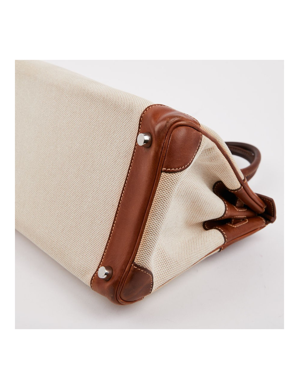 Birkin 30 toile écrue et cuir marron