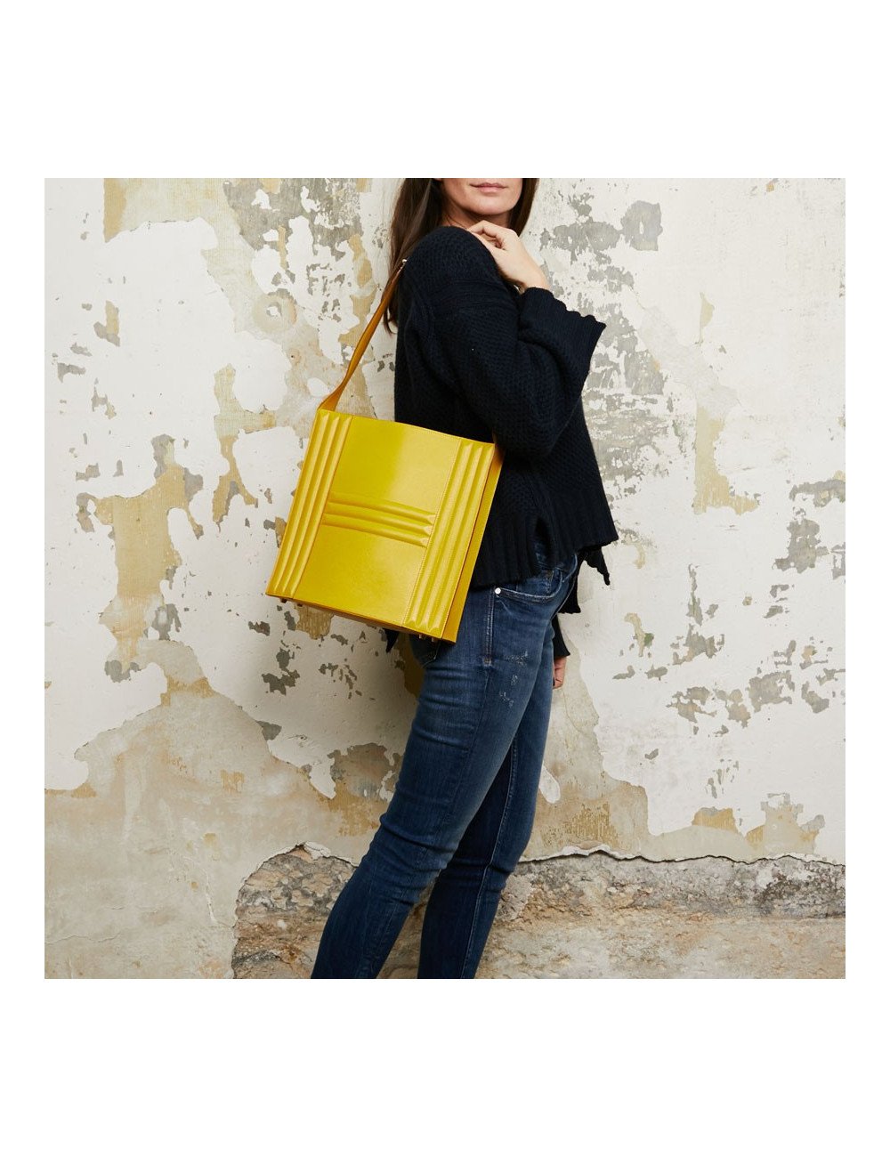 Sac Cadenas HERMES en cuir de veau  jaune 