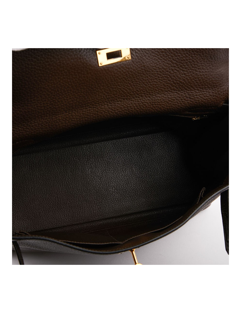 Kelly II HERMES en cuir taurillon clémence marron
