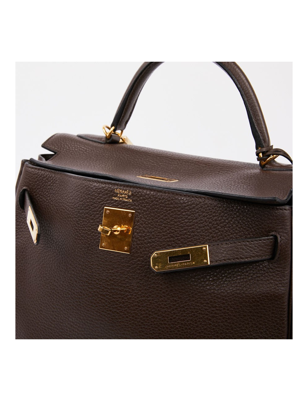 Kelly II HERMES en cuir taurillon clémence marron