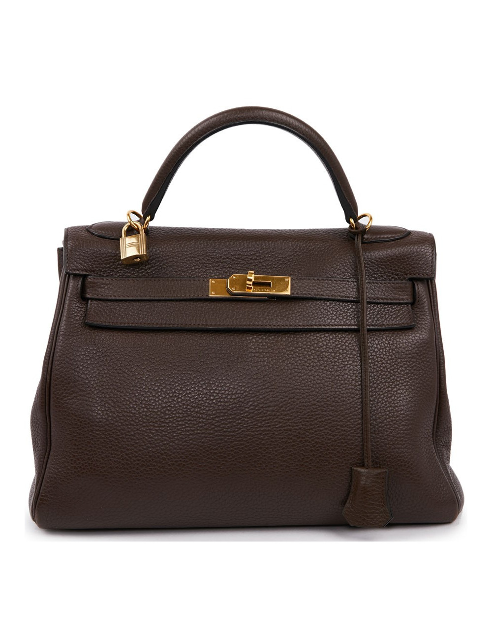 Kelly II HERMES en cuir taurillon clémence marron