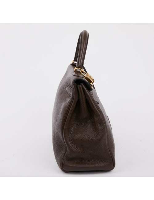 Kelly II HERMES en cuir taurillon clémence marron